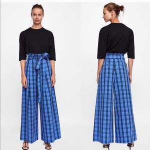 NWT blue plaid Zara pants